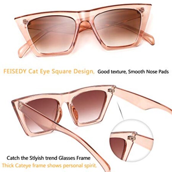 Vintage Square Cat Eye Sunglasses Y2K Retro Chic Trendy Oversized - Picture 5 of 8